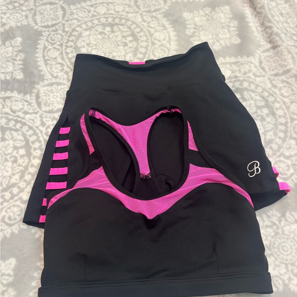 Bombshell Sportswear Black and Pink Athletic Sports Bra
